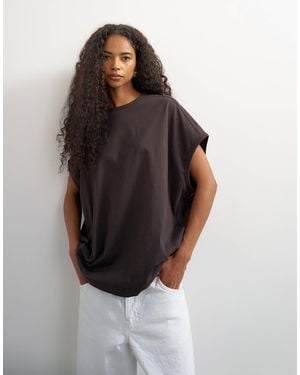 TOPSHOP Oversize-tanktop mit colour-block und rundhalsausschnitt - Braun