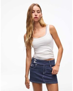 Bershka Denim Skort - Natural