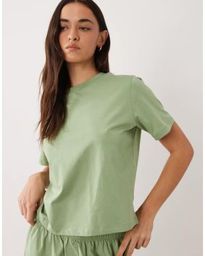 ASOS Mix & Match Cotton Pyjama Oversized Tee With Side Splits - Green