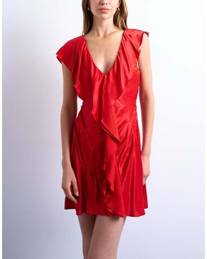 TOPSHOP Raw Seemed Frill Mini Dress - Red