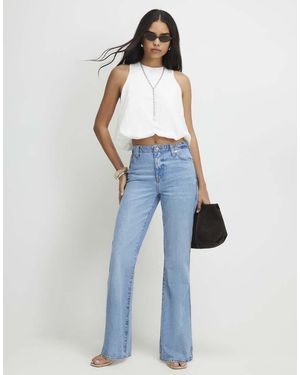 River Island Classic Relaxed Flare Leg Jeans - Blue