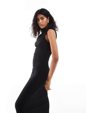 Vero Moda – ärmelloses, strukturiertes maxikleid - Schwarz