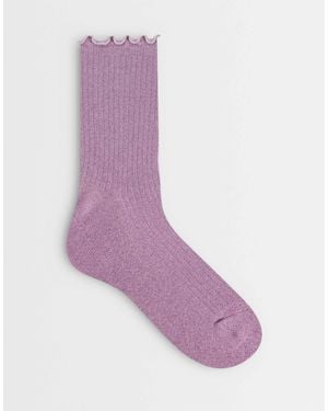 Vero Moda Glitter Sock With Frill Edge - Purple