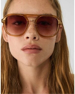 Stradivarius Double Bridge Sunglasses - Brown