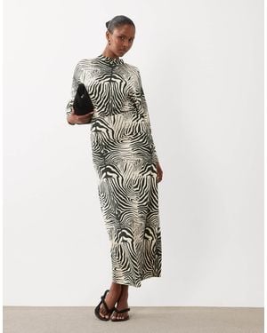 ASOS Batwing Zebra Print Maxi Dress - White