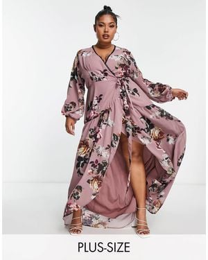 Hope & Ivy Plus – wickel-maxikleid - Lila
