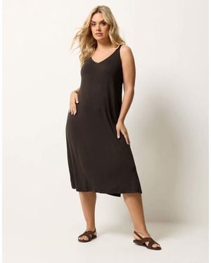 Yours Clothing Throw On Midi Dress - Black
