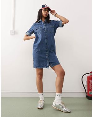 Noisy May Faux Leather Mini Dress in Gray | Lyst