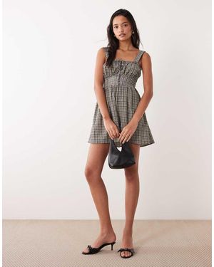 Wednesday's Girl Wednesdays Girl Tie Front Mini Milkmaid Dress - Natural