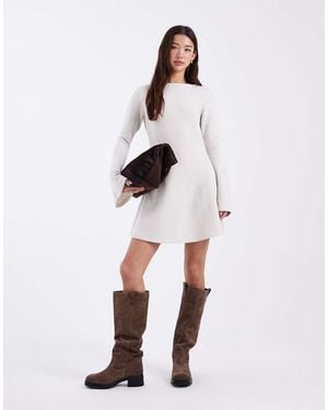ASOS Super Soft Flute Sleeve Mini Dress - White