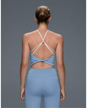 Oysho Comfortlux Halter Tank Top With Crossover Straps - Blue