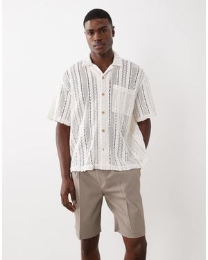 ASOS Oversized Crochet Revere Shirt - Natural