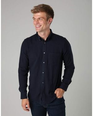 French Connection Cotton Chest Pocket Flannel Long Sleeve Shirt - Blue