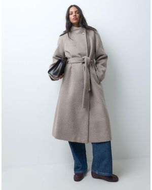 ASOS Formal Longline Waterfall Coat With Wool - Gray