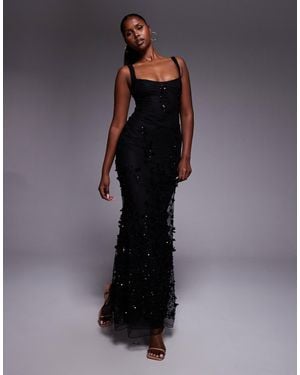Oh Polly Embellished Fishtail Corset Gown - Blue