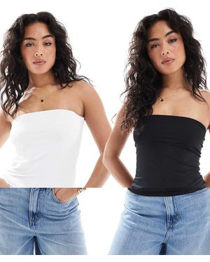Pull&Bear 2 Pack Polyamide Second Skin Bandeau Top - Blue
