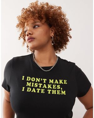Noisy May Baby Tee With Mistakes Print - Black