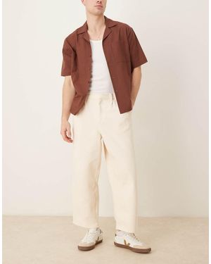 ASOS Balloon Fit Trouser With Beltloop Detail - Natural