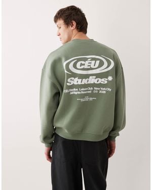 ASOS Extreme Oversized Crew With Text - Green