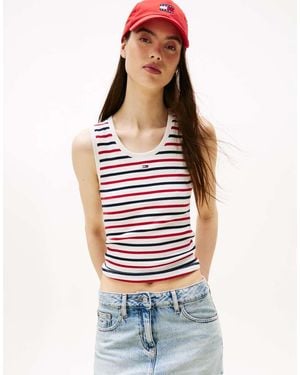 Tommy Hilfiger Rib Logo Tank Top - Red