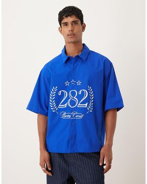 ASOS Oversized Shirt With Print Detail - Blue