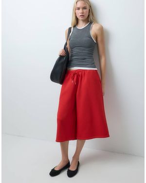 ASOS Brushback Jersey Tie Waist Jorts - Red