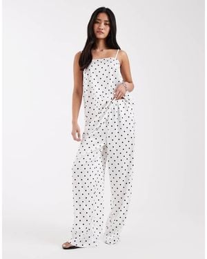 Pieces Tie Waist Satin Trousers - White