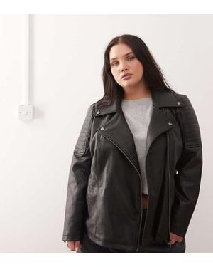 Noisy May Faux Leather Jacket - Black