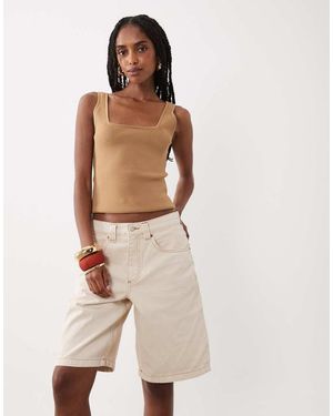 Motel Low Rise Denim Jorts - Natural