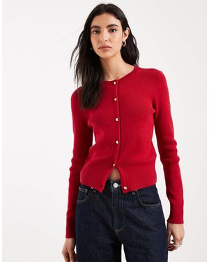 Hollister Cardigan With Gold Buttons - Red