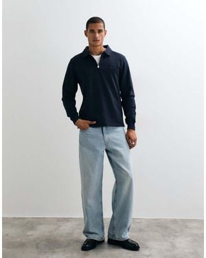 Threadbare Felpa Polo Con Zip A 1/4 - Blu