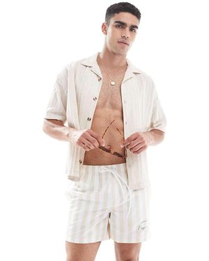 Cotton On Pantaloncini Da Bagno Color Pietra A Righe - Bianco