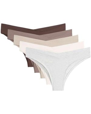 Oysho 5 Modal Blend V-cut Brazilian Briefs - White
