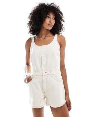 ASOS Denim A Line Playsuit - White