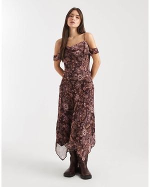 Miss Selfridge Cowl Neck Maxi Dress - Brown
