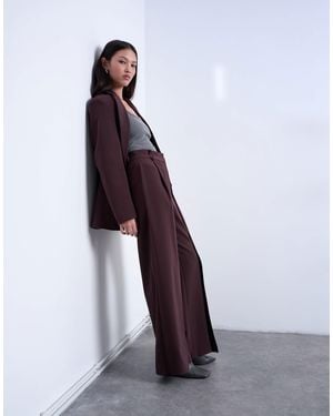 TOPSHOP Co Ord Double Pleated Straight Leg Trouser - Purple