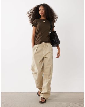 ASOS Barrel Jeans With Seams - Natural