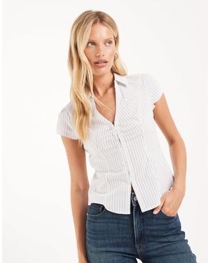 Hollister Fitted Short Sleeve Hook And Eye Shirt - White