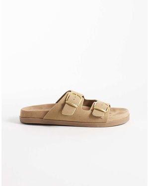 schuh Sandalias Color Topo Planas Con Dos Hebillas De Antelina Trish De -Neutro - Multicolor