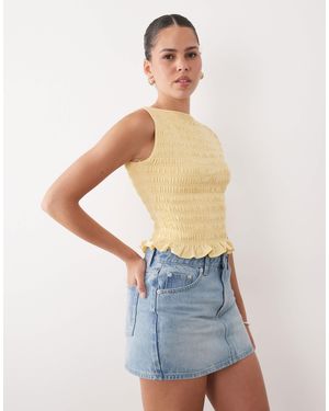 Abercrombie & Fitch – ärmelloses, gesmoktes oberteil - Blau