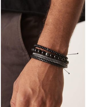 ASOS 4 Pack Beaded And Chain Bracelets - Black