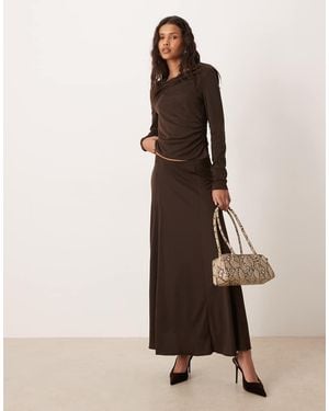 Mango Odette Jersey Pleated Midi Skirt Co-ord - Brown