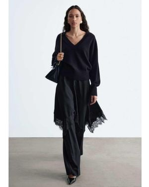& Other Stories Cropped Long Sleeve V Neck Knit Jumper - Blue