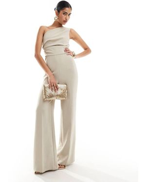 Mango One Shoulder Jumpsuit - White
