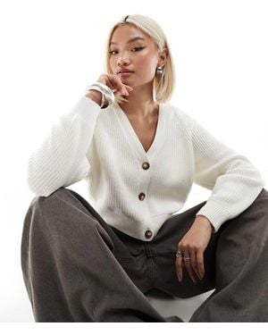Monki Cable Knit Cardigan - White