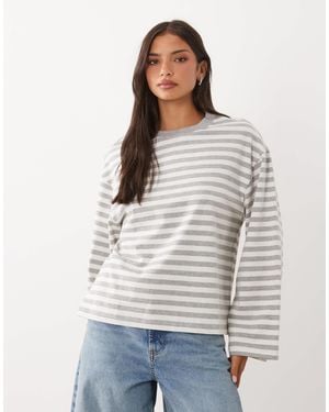 Gina Tricot Pure Cotton Basic Long Sleeve T-shirt - Gray