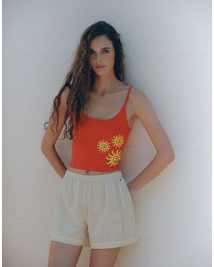 Pull&Bear Crop-top mit sonnen-print - Grau