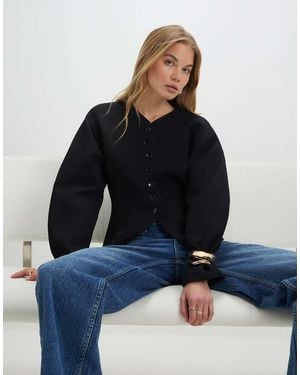 River Island Long Sleeve Button Up Jacket - Blue