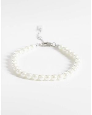 ASOS Festival 6mm Glass Faux Pearl Beaded Bracelet - Natural