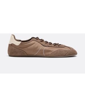 Stradivarius Lace-Up Leather Detail Sneakerinas - Brown